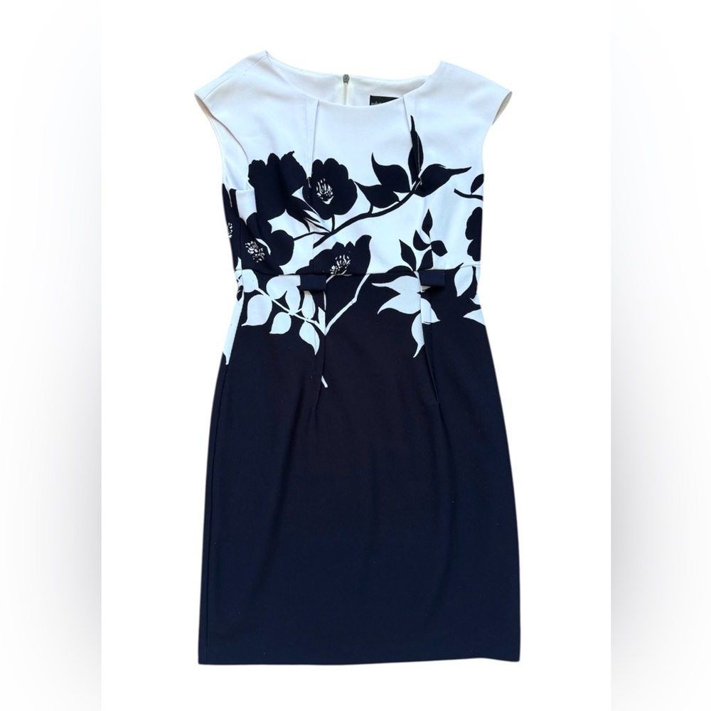 Black and White Floral Dress, Size 4P